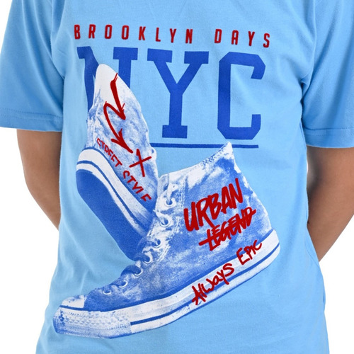 Playera Cuello Redondo Yale Boys Regular Fit Azul Medio 6372