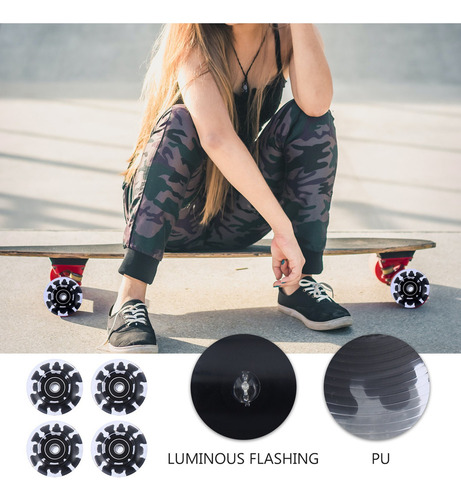 / Ruedas De Patinaje Luminosas De Pu Con Luz De 4 Piezas