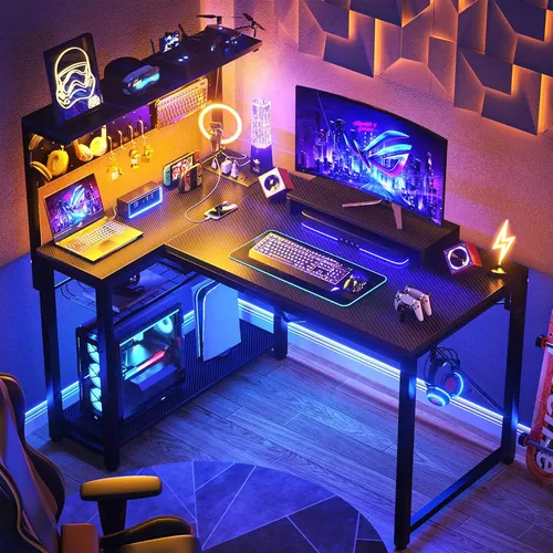 Escritorio Pequeño Para Juegos Con Tomas De Corriente Luz