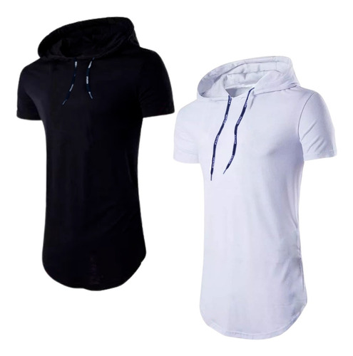 Kit 2 Camisas Longline Oversized Com Capuz Swag Básica