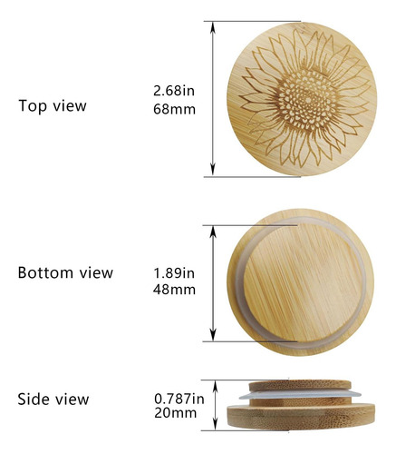 Elecpioneev Set Of 6 Bambú Mason Jar Lids Con Diseño De De Y