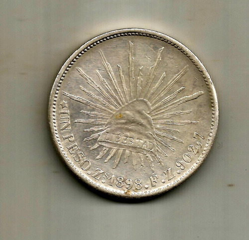 Moneda De Plata Un Peso Porfiriano 1898  Zacatecas
