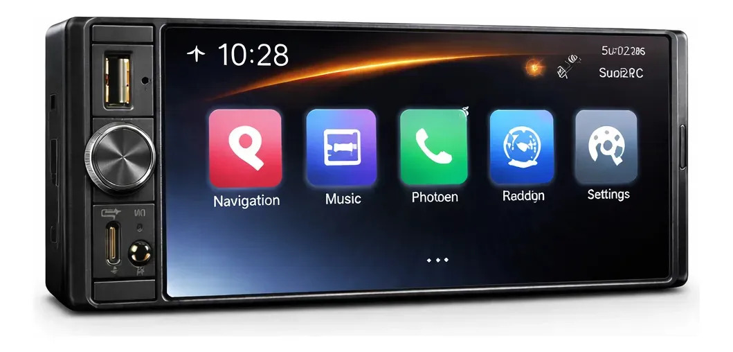 Central Multimidia Carplay Android Auto 1 Din Tela 6 Pol Cor Preto