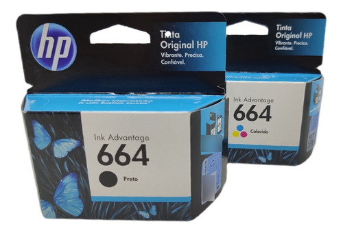 Kit Cartucho 664 Preto E Color Original Hp 2136 3636 4676