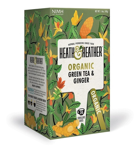 Te Verde Con Jengibre Orgánico Heath & Heather 20 Tés