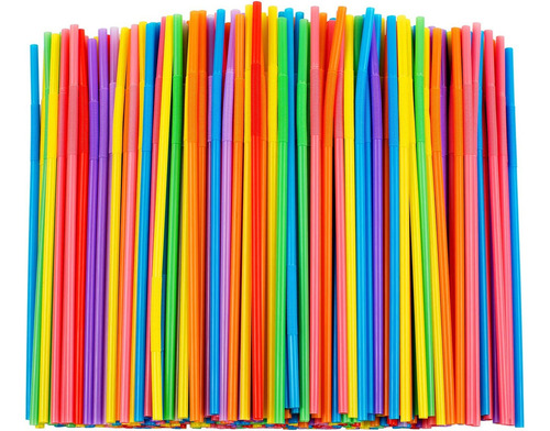 300 Pajitas Plástico Flexibles Coloridas,sin Bpa,desechables