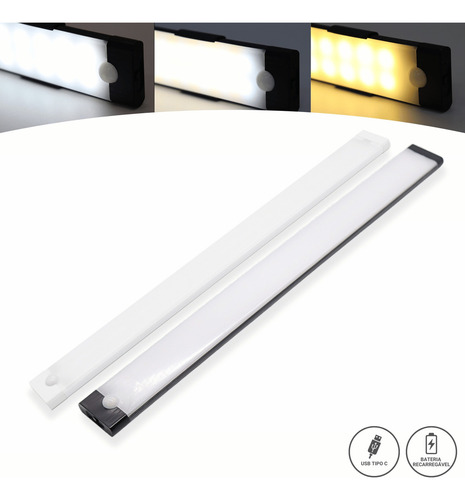 Luminária Barra 60cm Difusa Usb Recarregável Led Sensor