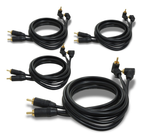 4 Cabos Rca 1 Metro Technoise Série 100 Pro Conector L Preto