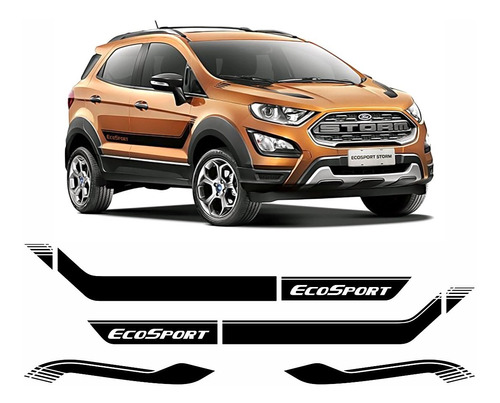 Kit Adesivos Nova Ford Ecosport Storm Faixas Laterais E Capo