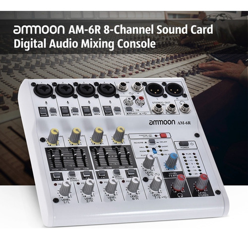 Consola Mezcladora De Audio Digital Ammoon Am -6r De 8 Canal