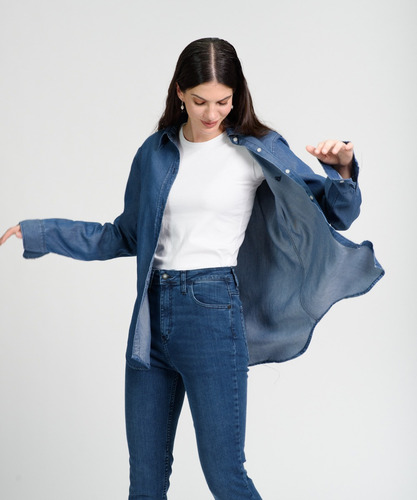 Camisa Tencel Mujer Brooksfield Denim Jean Elegante Bm3014