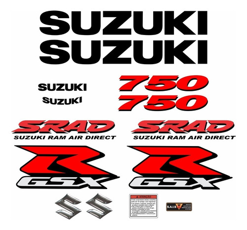 Kit Jogo Emblema Adesivo Suzuki Gsxr Srad 750 Cr09 Cor ADESIVO SUZUKI SRAD