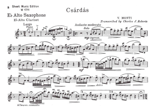 V. Monti: Csárdás For Alto Saxophone And Piano.
