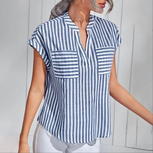 Camiseta De Mujer De Mezcla De Algodón Con Cuello En V A Ray