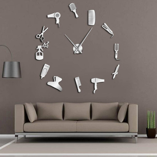 Diy Reloj De Pared 3d Espejo Superficie Pegatina Para Plata.