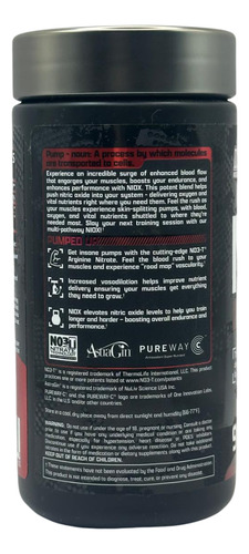 Niox 90 Caps Oxido Nitrico, Nutrex Research Sin Sabor