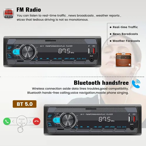 12v Som Automotivo Radio De Carro Potente Com Luz Colorida