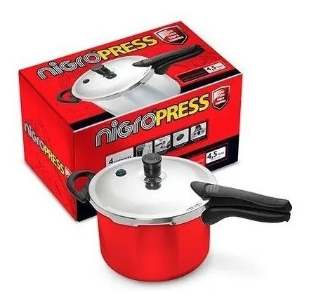 Imagem 5 de 6 de Panela De Pressão 4,5 Litros Press Original Nigro Vermelha