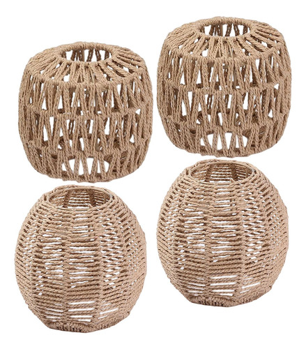 4x Pantallas De Lámpara Colgante Cuerda De Papel Pantalla