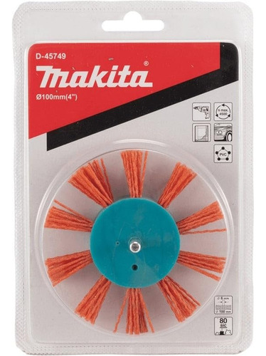 Cepillo Para Taladro Makita Nylon D-45749 100mm 6mm Mkb Color Marrón