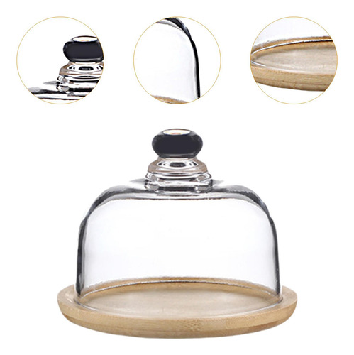 Suporte De Bolo De Bambu Com Cúpula Para Exibição De