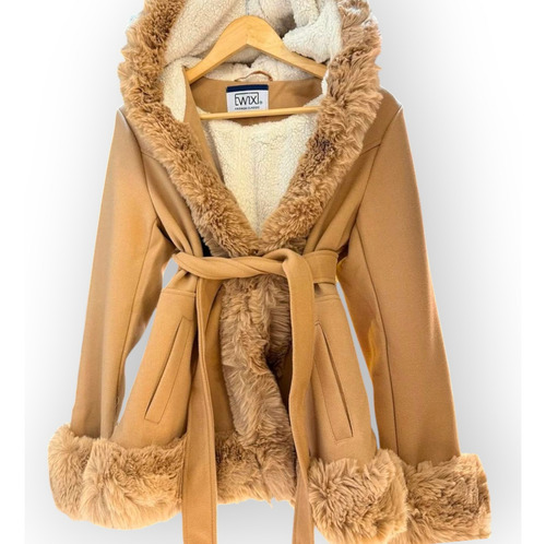 Campera Paño Mujer Emprelle Con Corderito Y Capucha