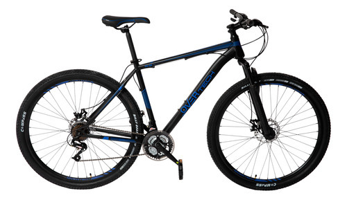 Quadro de bicicleta com freio a disco Overtech Q5 R29 Steel 21v L preto/azul/azul