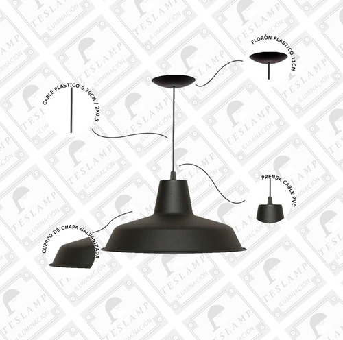 Imagen 4 de 10 de Lampara Colgante Campana Galponera Varios Colores Apto Led