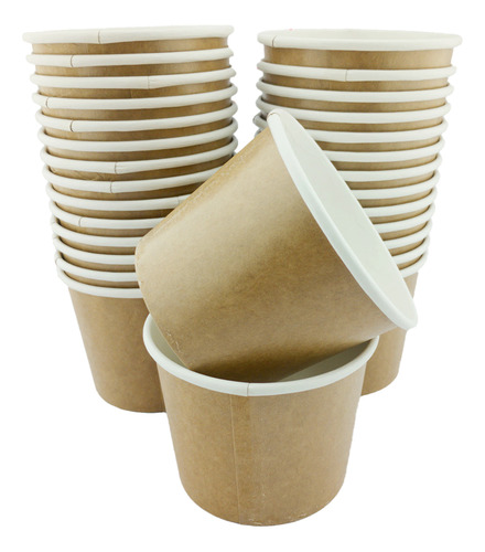 Pote De Polipapel Kraft 390cc Para Helado | 100 Unidades