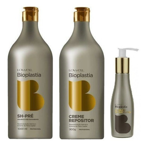 Lowell Kit Bioplastia Shampoo, Creme Repositor Reconstrutor