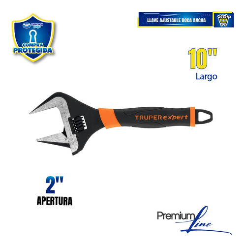 Llave Ajustable (perico) 10 Boca Ancha Comfort Grip 101035