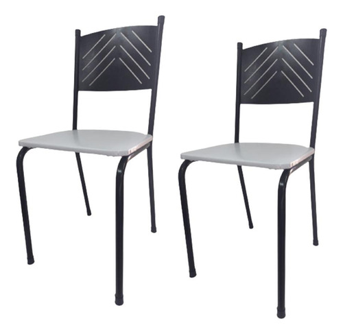 Kit 2 Cadeiras Preta Cozinha Jantar Metal Tubular Almofadada
