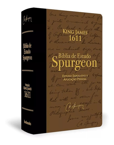 Bíblia De Estudo Spurgeon King James 1611 Capa Luxo Marrom E Preta