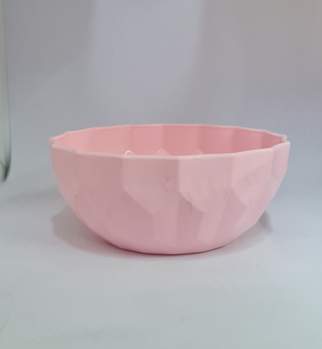 Bowl Plástico Ensaladera Facetado Plastico Grande Rosa