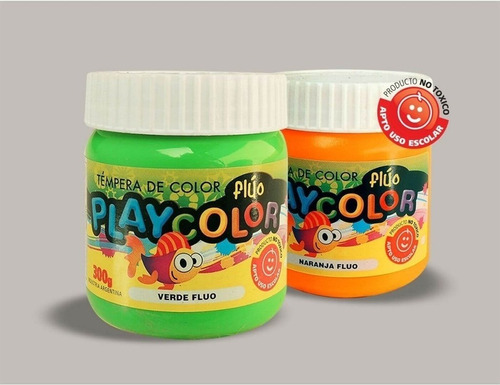 Tempera Escolar Playcolor 300 Grs. Fluo Azul