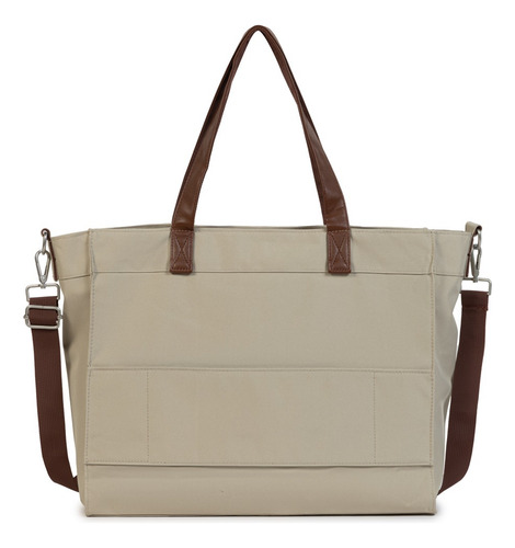 Bolsa Tote Daily Gocase Clear Cor Bege E Caramelo Desenho Do Tecido Lisa