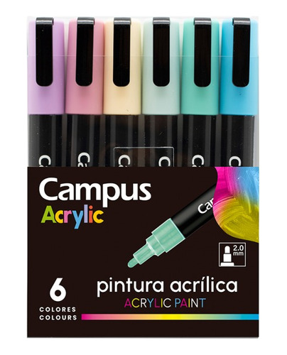 Marcador De Pintura Acrilica Campus Pastel X 6 Colores