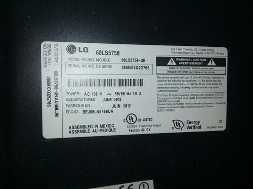Imagen 1 de 10 de Pantalla LG Mod 60ls5750 Se Vende Completa Excepto Panel.