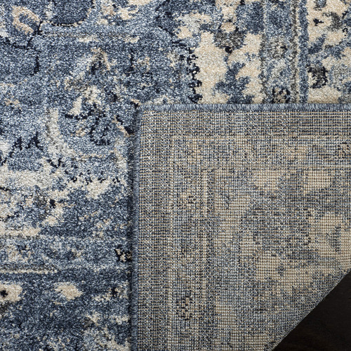 Alfombra De Pasillo 60 X 240 Cm Azul Marino Y Crema Diseño O