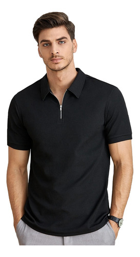 Playeras Hombre Y Tipo Polo Cremallera Casual Moda Slim Fit