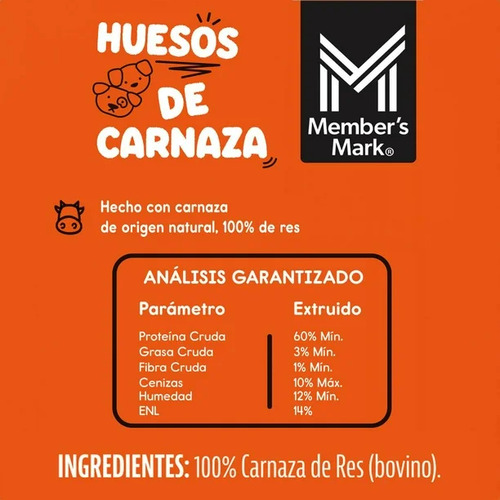Huesos De Carnaza Member's Mark Natural 8 Pzas 12-15 Cm Blanco