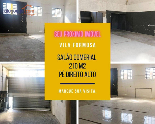 Salão Comercial Vila Formosa Para Alugar, Pé Direito Alto, 210 M2 - Sl0111