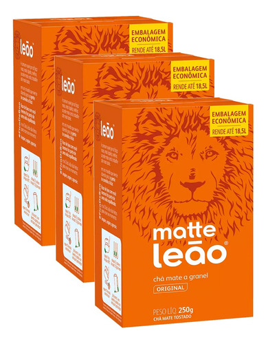 Chá Matte Leão Mate Original Em Ervas 250 g Kit 3