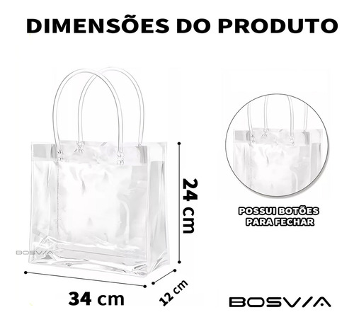 20 Sacolas De Presente Com Alça Transparente Fiestas34x24x12