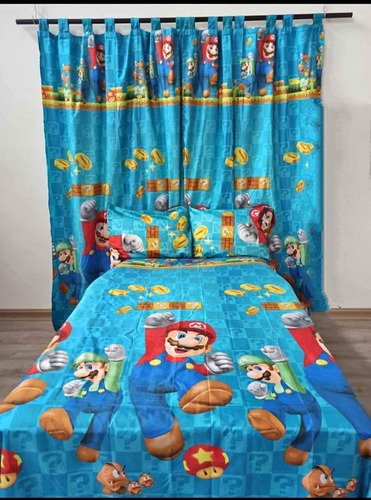 Sabanas Mario Bross Infantil, Cama Sencilla 3 Piezas 