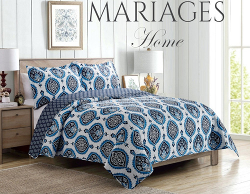 Imagen 1 de 6 de Cubrecama Quilt Cover Reversible +fundas Queen Oakville D4