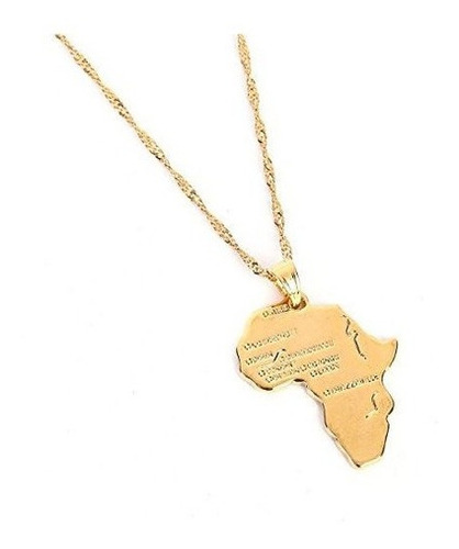 Cristal África Mapa Colgante Collar Mujer Chica 24k Chapado