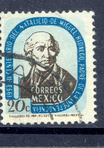 Estampilla Hidalgo 1953 Natalicio Escasa