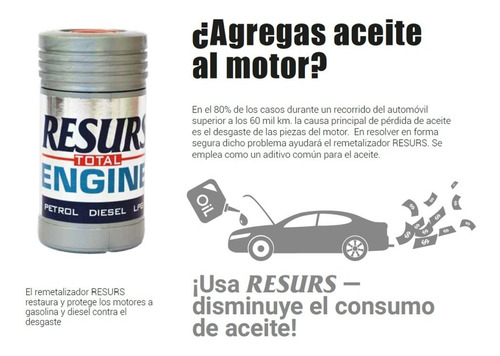 Imagen 3 de 10 de Resurs Aditivo Restaura Remetaliza Motor Tecnología Rusa P
