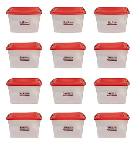 12 Cajas Plásticas Organizadoras Apilables 34 Lts Colombraro